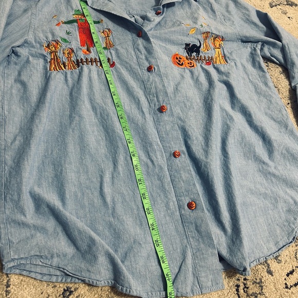 Karen Scott Vintage Button Down Shirt with Embroidery - Picture 7 of 8